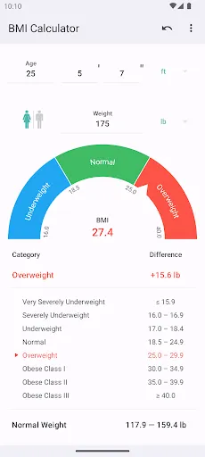 Screenshot di BMI Calculator
