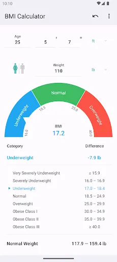 Screenshot di BMI Calculator