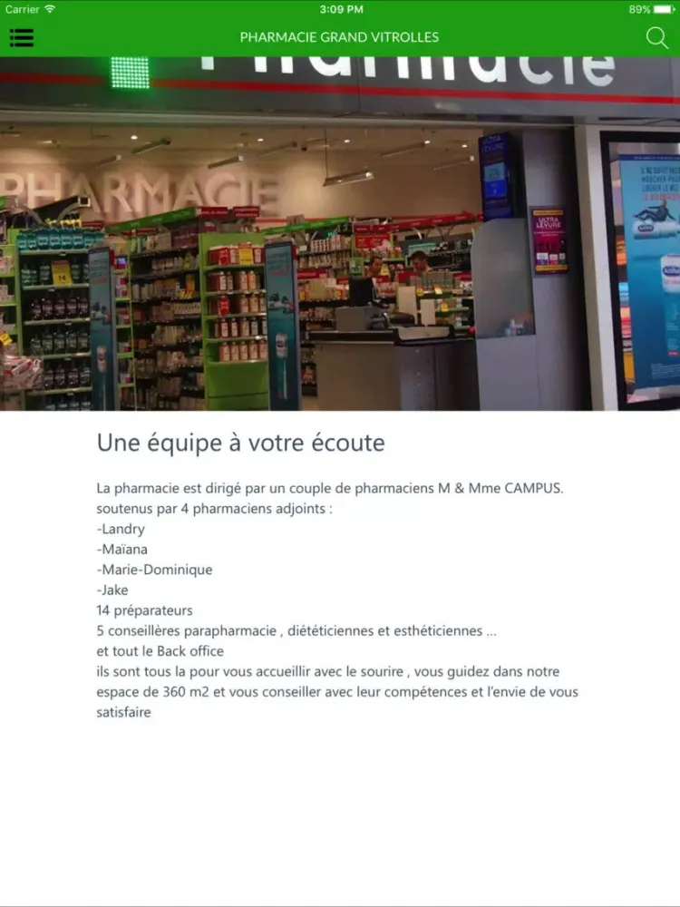 Ảnh chụp màn hình của Pharmacie Grand Vitrolles iPad 