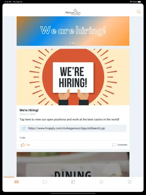 Mohegan Today App iPad  Screenshots