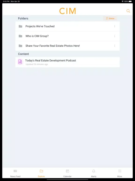 CIM Group Corporate App iPad  Screenshots