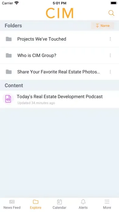 CIM Group Corporate App Screenshots