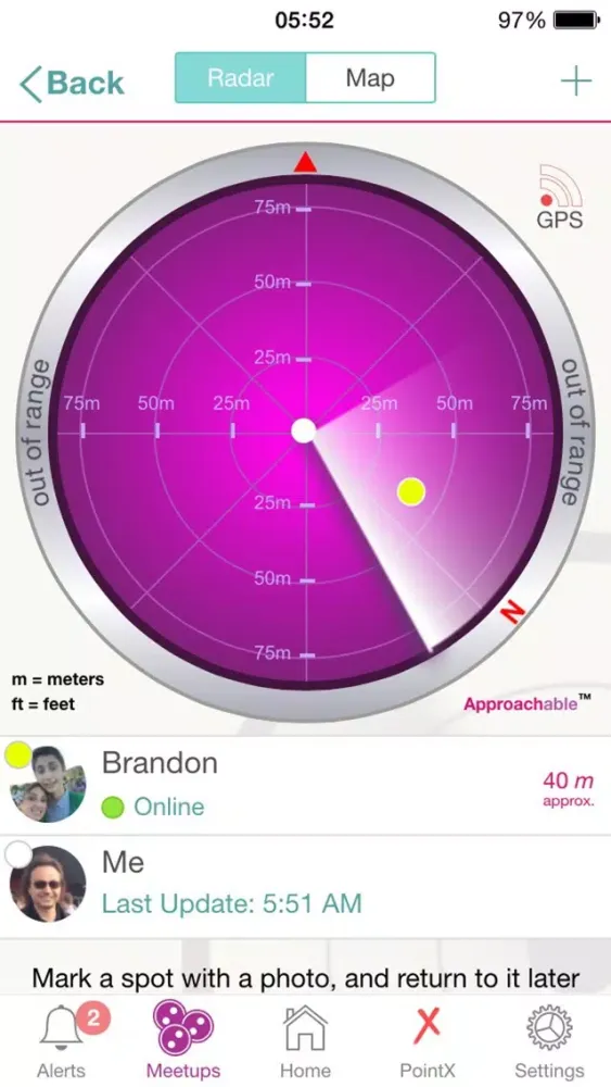 Captures d'écran de Approachable™: Radar to guide you to Meetups with your friends