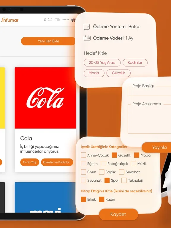 Tangkapan skrin Infumar - Markalarla İşbirliği iPad 