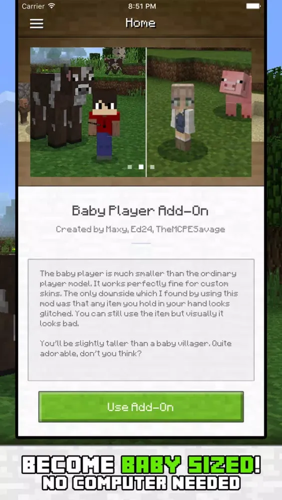 Скриншоты Baby Add On for Minecraft PE