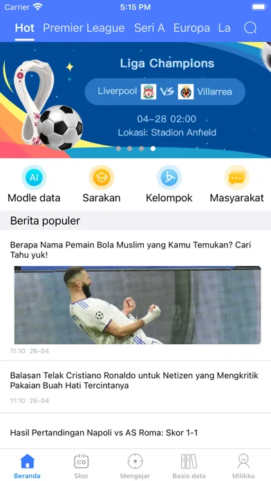 Ảnh chụp màn hình của Skor Sepak Bola