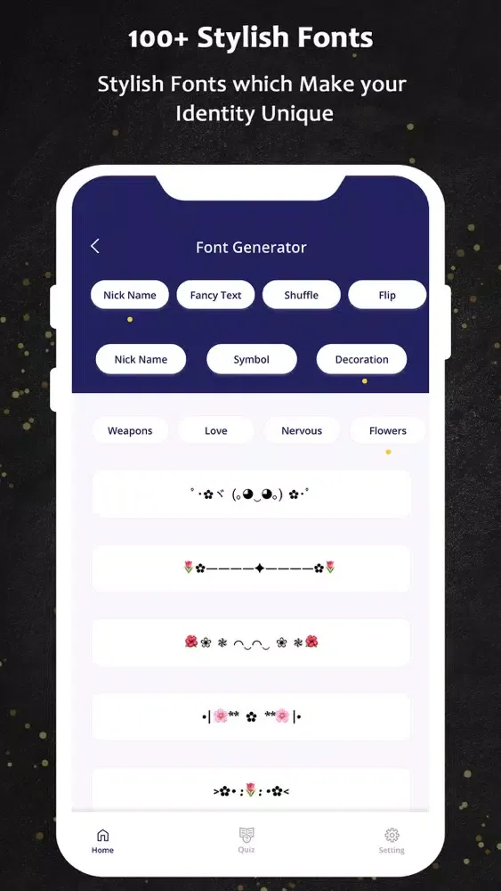 Ảnh chụp màn hình của Nickname Generator: Cool Fonts