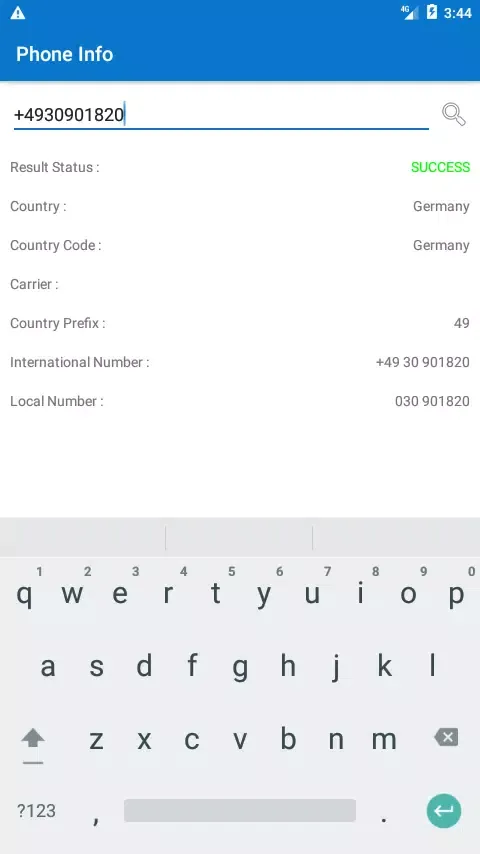 Phone Number Information Screenshots
