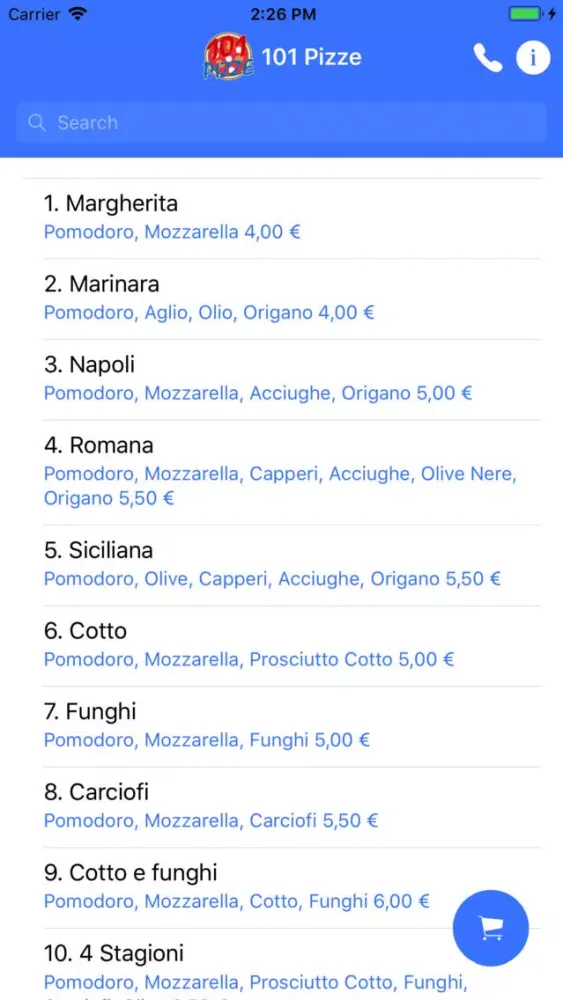 Zrzuty ekranu 101 Pizze Piacenza