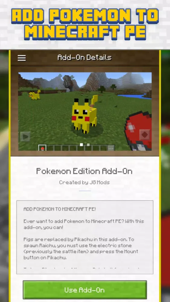 Pokemon Edition Add-On for Minecraft PE سکرین شاٹس