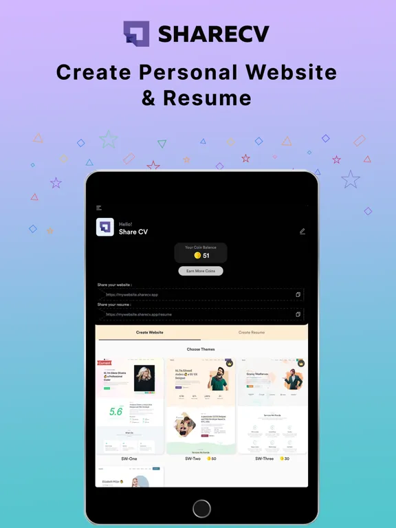 ภาพหน้าจอของ Share CV: Website Resume Maker iPad 