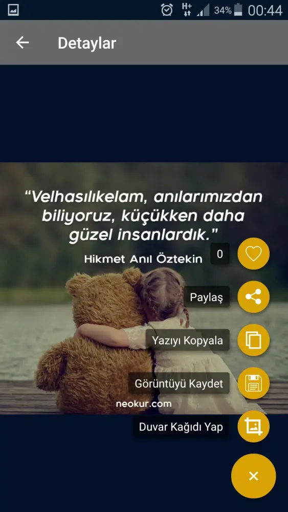 Capturas de tela do Kitap Alıntıları