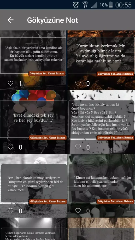 Capturas de tela do Kitap Alıntıları