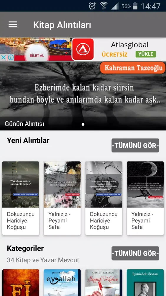 Capturas de tela do Kitap Alıntıları
