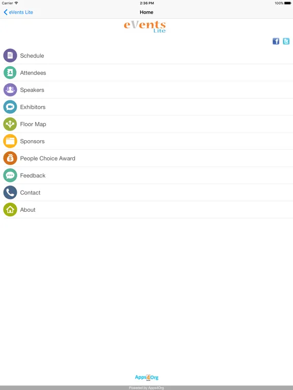 Capturas de pantalla de eVentsLite iPad 