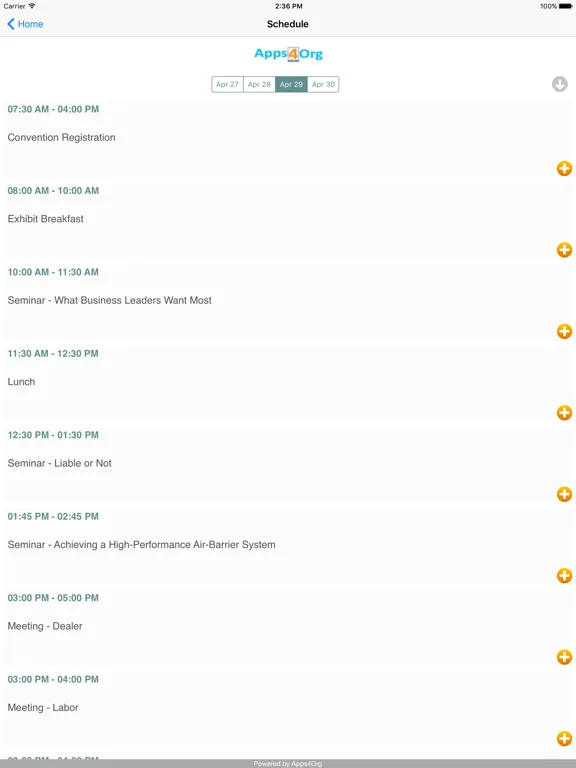 Capturas de pantalla de eVentsLite iPad 