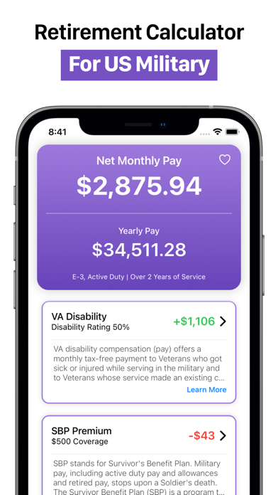 Military Retirement Calculator سکرین شاٹس
