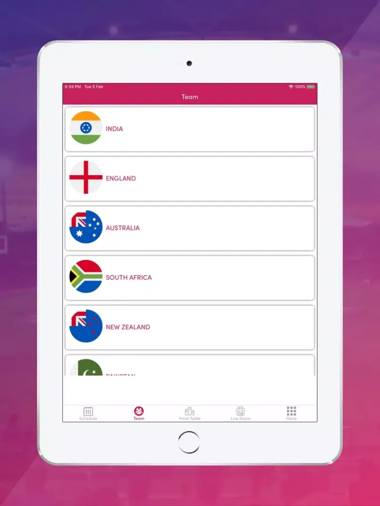 Live Score Cricket WC 2019 iPad  স্ক্রিনশট