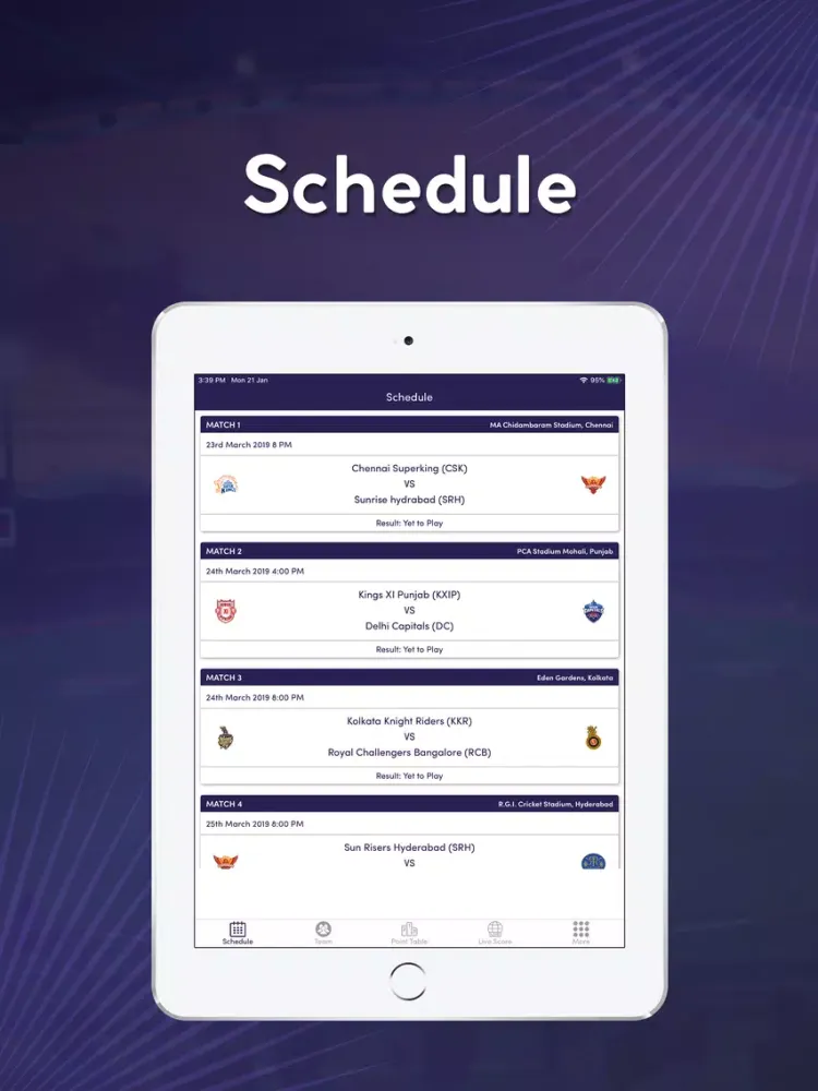 IPL 2019 Schedule, Live Score iPad 应用截图