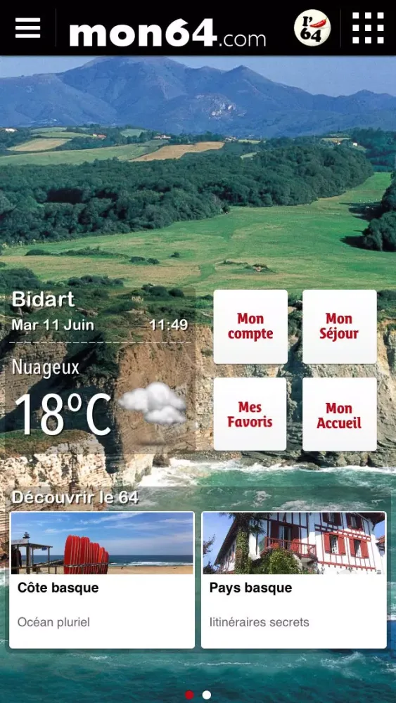 Ảnh chụp màn hình của Mon64 guide des vacances en Béarn Pyrénées et Pays basque