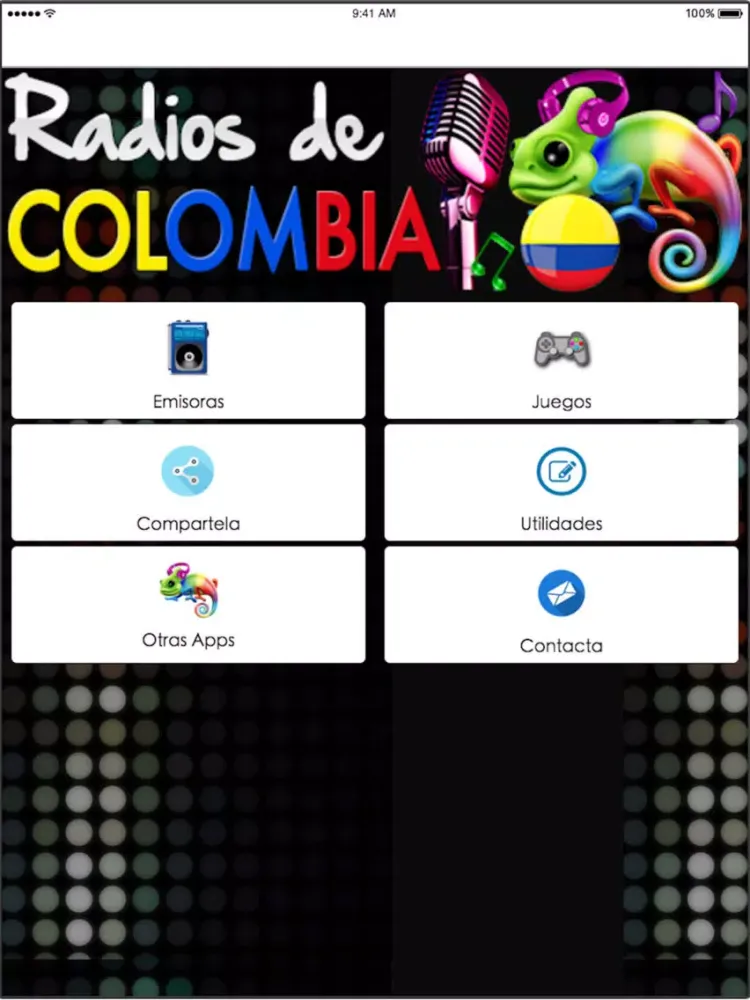 Tangkapan skrin Emisoras de Radio de Colombia iPad 