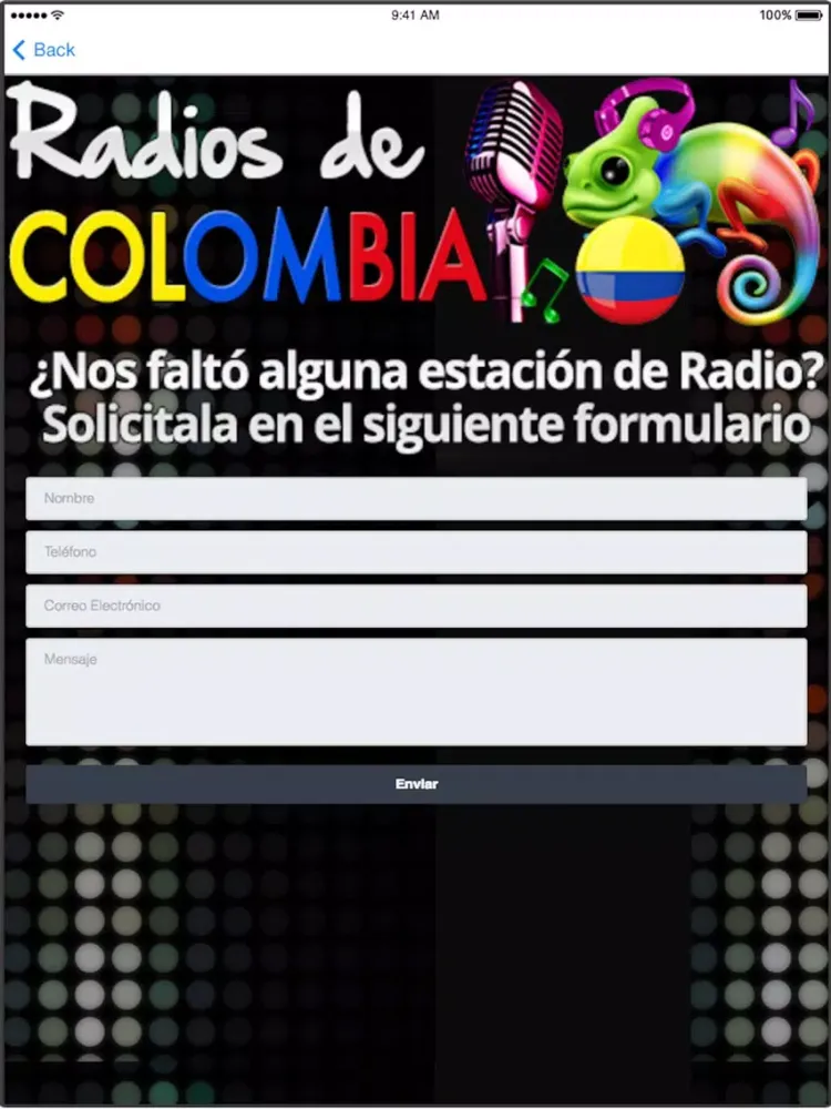 Tangkapan skrin Emisoras de Radio de Colombia iPad 