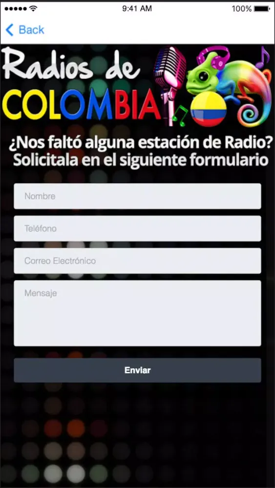 Tangkapan skrin Emisoras de Radio de Colombia