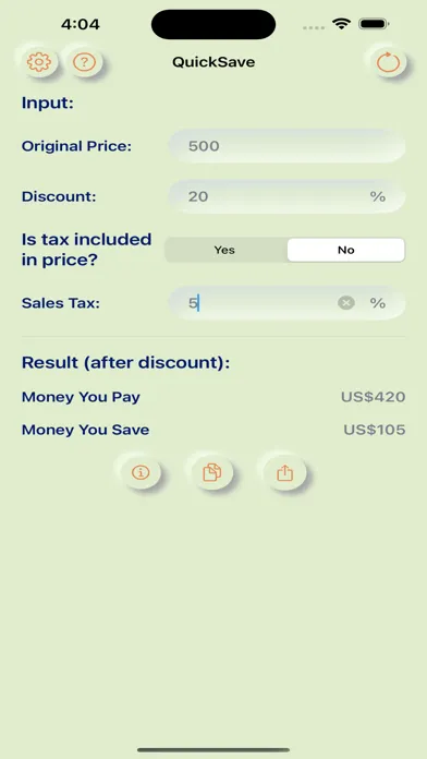 QuickSave: Discount Calculator Screenshots