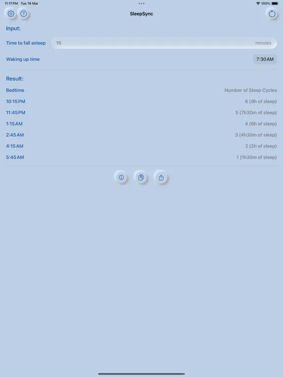 Tangkapan layar SleepSync: Sleep Calculator iPad 