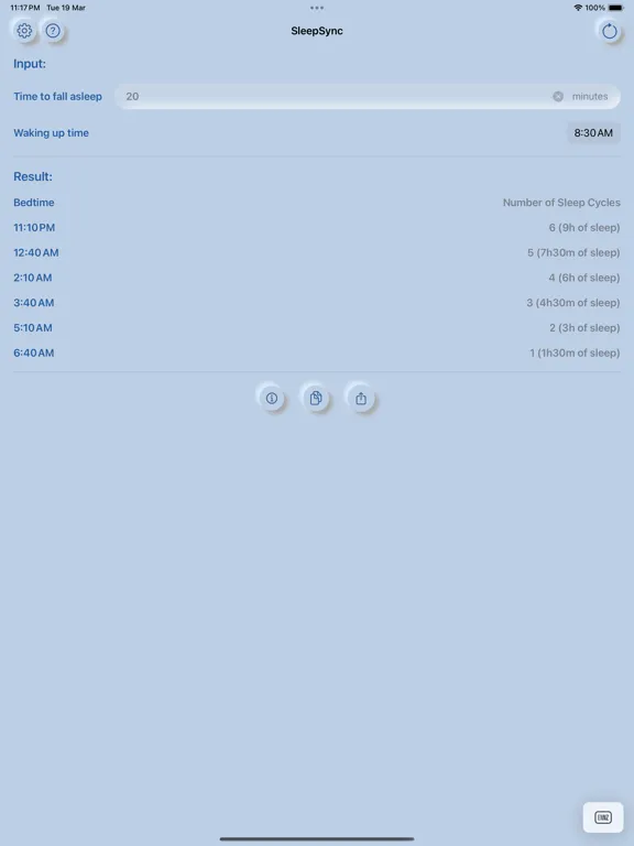 Tangkapan layar SleepSync: Sleep Calculator iPad 