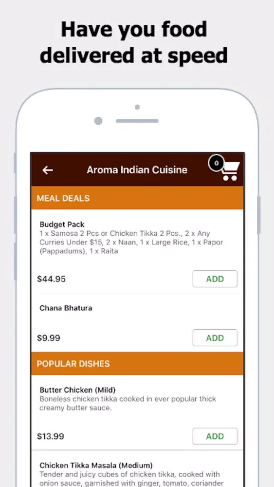 Tangkapan skrin Aroma Indian