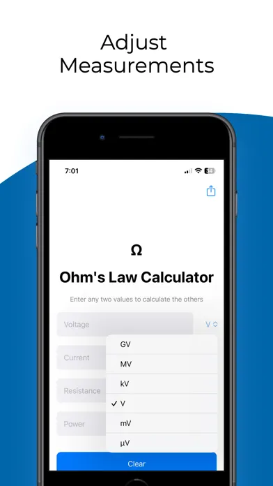 Tangkapan layar The Ohms Law Calculator