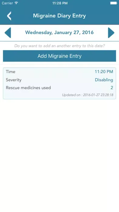 Migraine Diary स्क्रीनशॉट