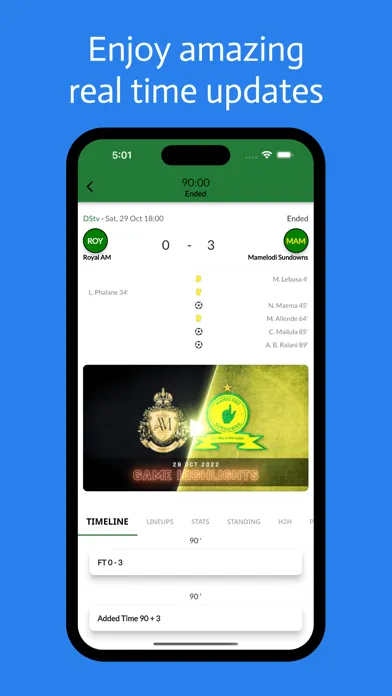 Capturas de tela do Sundowns Live: not official