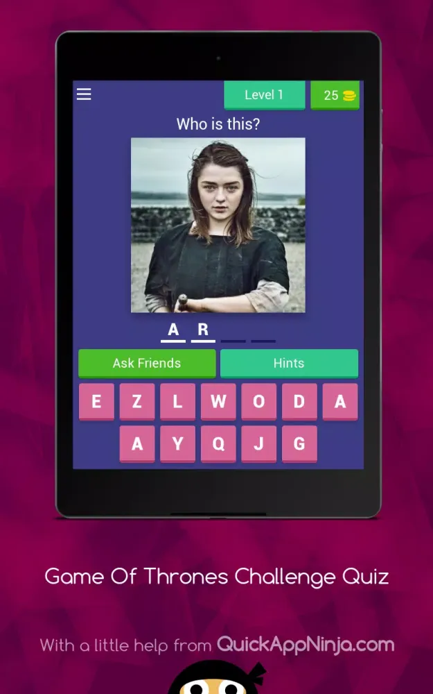 Tangkapan skrin Game Of Thrones Challenge Quiz