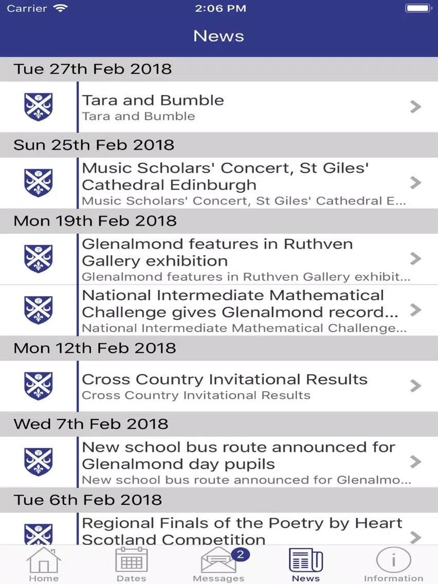 Capturas de tela do Glenalmond iPad 
