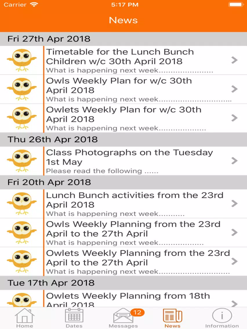 Tangkapan skrin Marmalade Owl iPad 