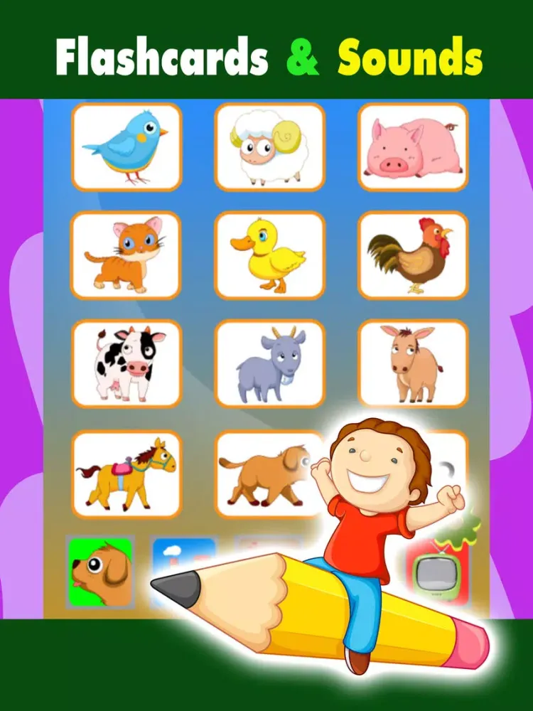 Animals puzzle cards games for kids iPad 应用截图