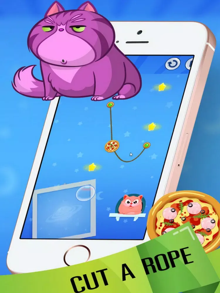 Kitty Care - Help cute Cat by cut Pizza on the rope and feed them iPad  स्क्रीनशॉट