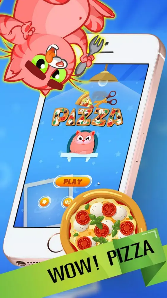 Kitty Care - Help cute Cat by cut Pizza on the rope and feed them स्क्रीनशॉट