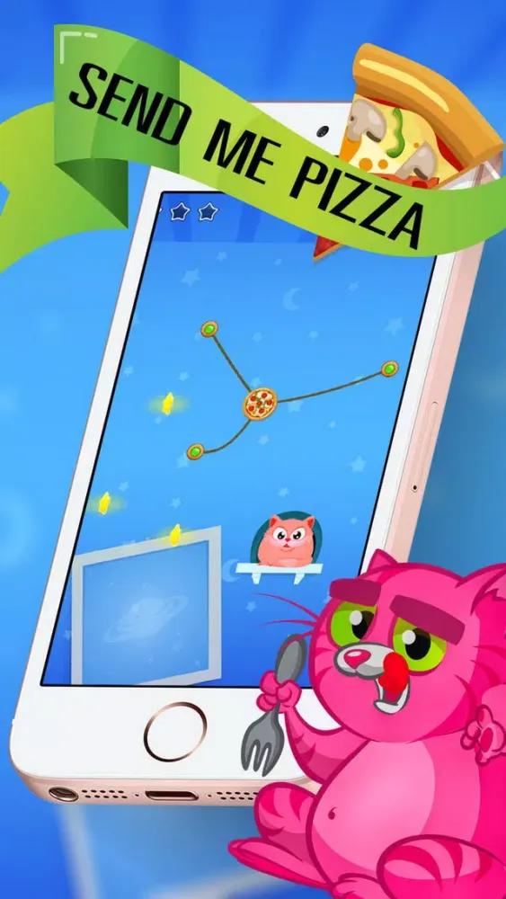 Kitty Care - Help cute Cat by cut Pizza on the rope and feed them स्क्रीनशॉट