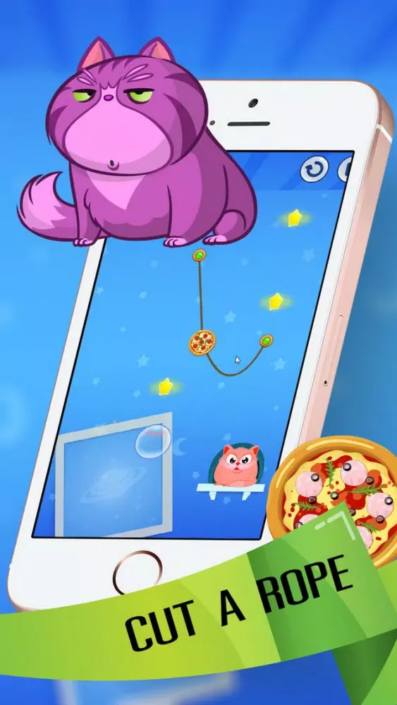 Kitty Care - Help cute Cat by cut Pizza on the rope and feed them स्क्रीनशॉट
