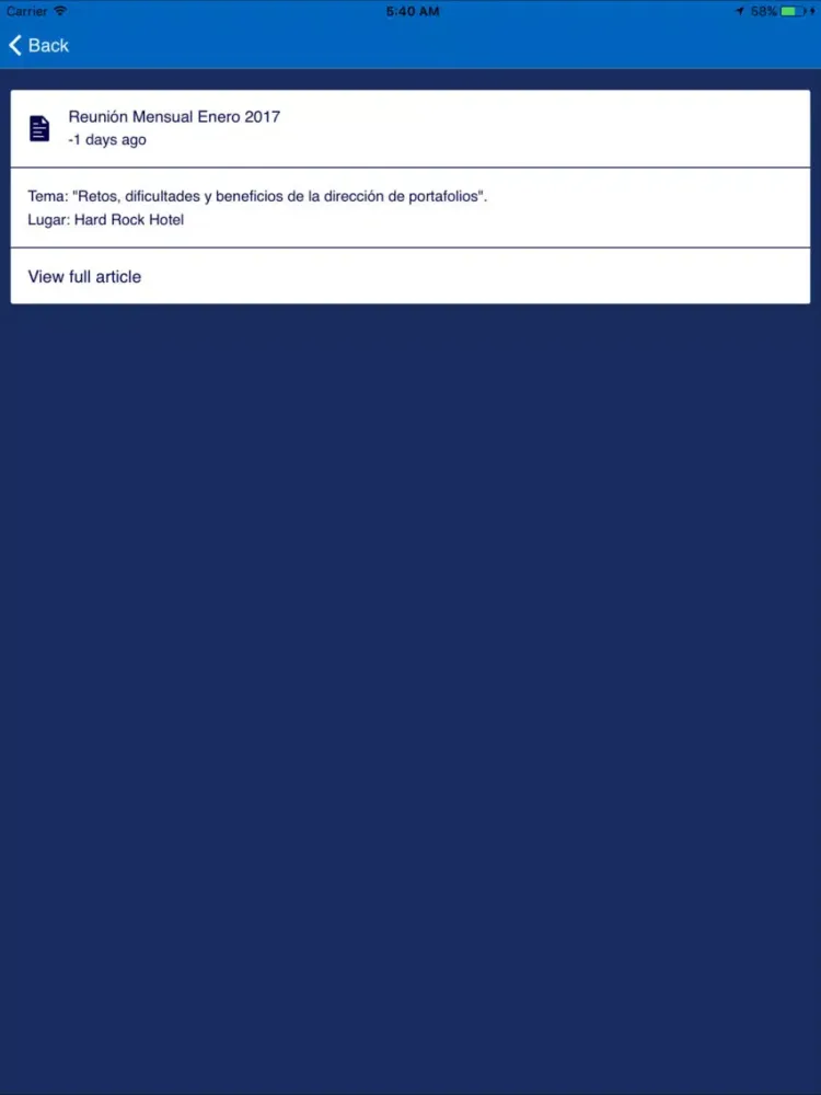 PMI Panama Chapter iPad  스크린샷