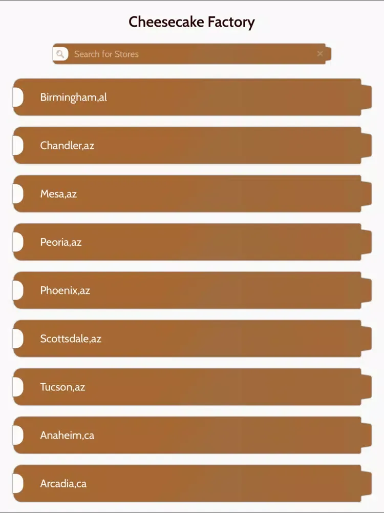 App to The Cheesecake Factory iPad سکرین شاٹس