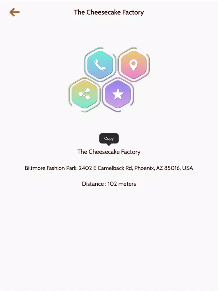 App to The Cheesecake Factory iPad سکرین شاٹس