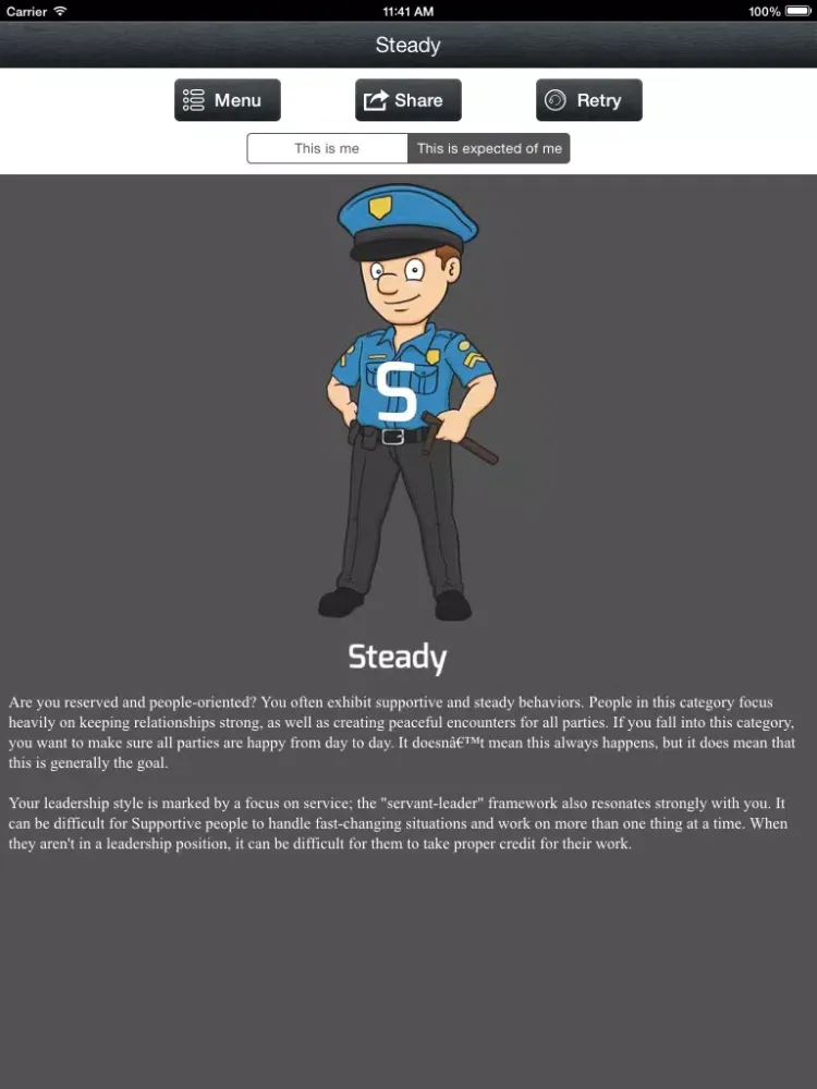 Ảnh chụp màn hình của Disc Personality Profile & Traits Assessment Test Pro iPad 