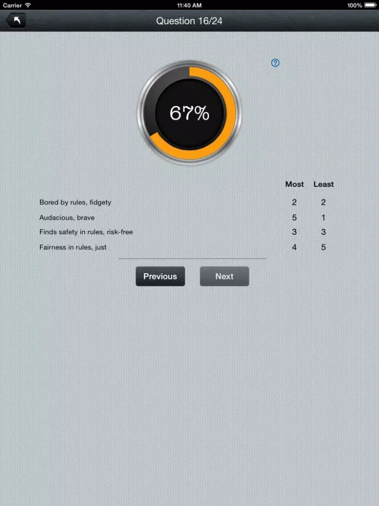 Ảnh chụp màn hình của Disc Personality Profile & Traits Assessment Test Pro iPad 