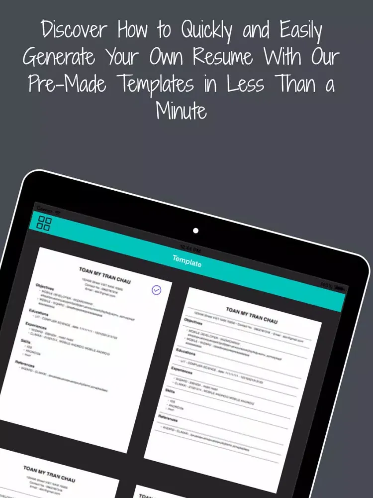 Ảnh chụp màn hình của CV Generator & Professional Job Resume Builder iPad 