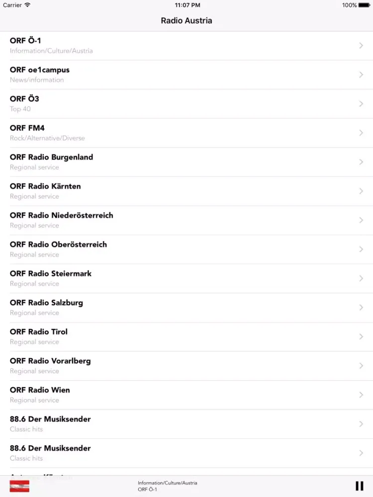 Radio Austria Live Stations iPad  স্ক্রিনশট
