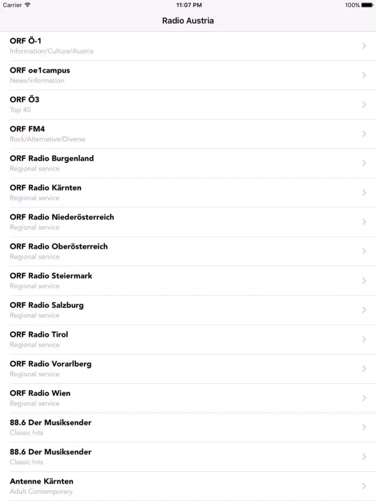 Radio Austria Live Stations iPad  স্ক্রিনশট